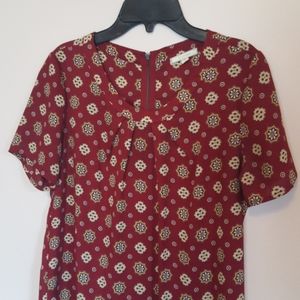 Blouse: Maroon with Geometric Detail